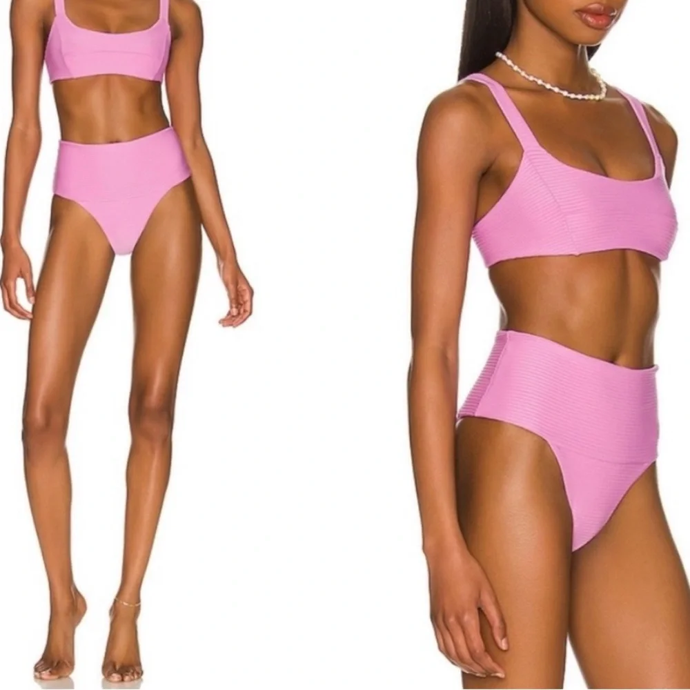 NWT L*SPACE Desi Ribbed Bikini Bottom Rosebud (Light/Barbie Pink)